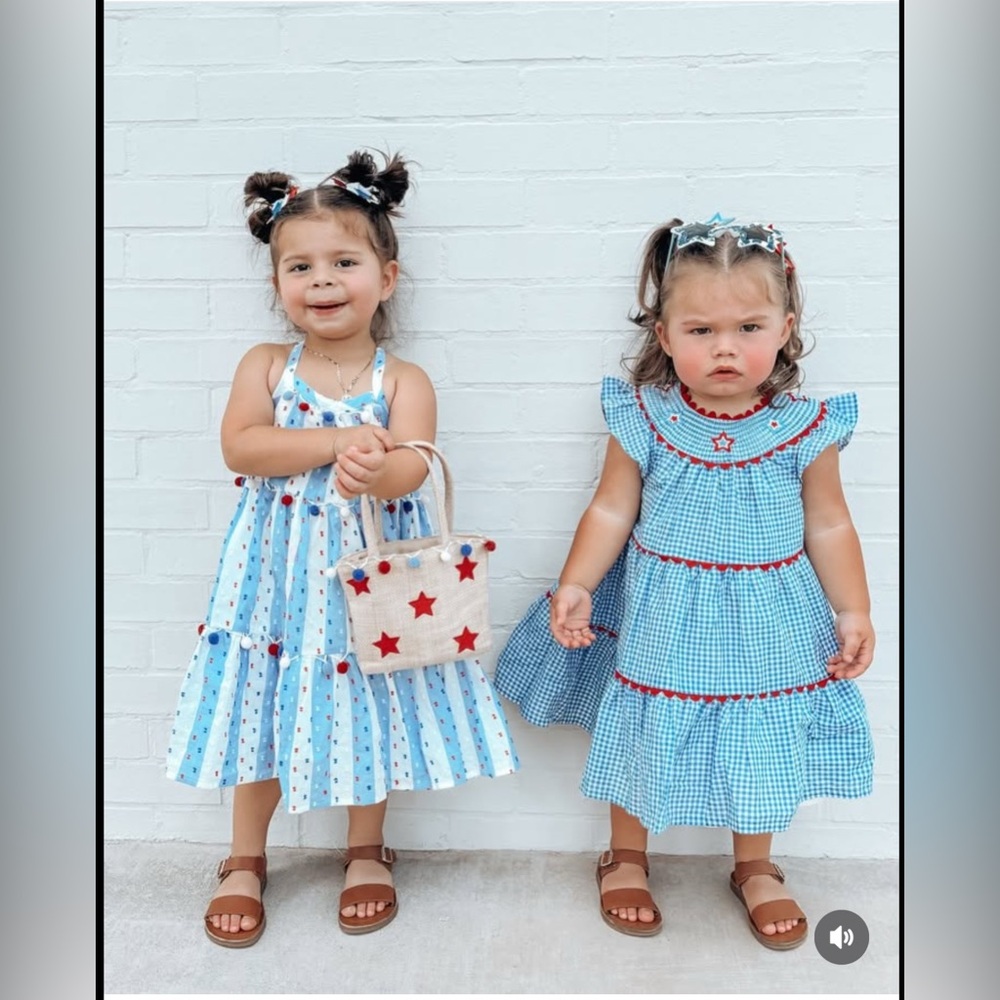 🇺🇸Tommy Bahama Tiered red/white/blue striped pom-pom sundress, sz 6, MSRP $45